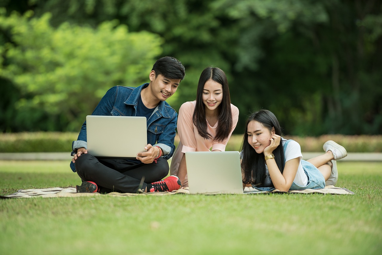 students, computers, laptops, smiling, park, study, studying, group work, classmates, friends, asian, asia, computer, friendship, girls, happy, people, technology, thailand, young, teamwork, friendship day, study, study, study, study, study, studying